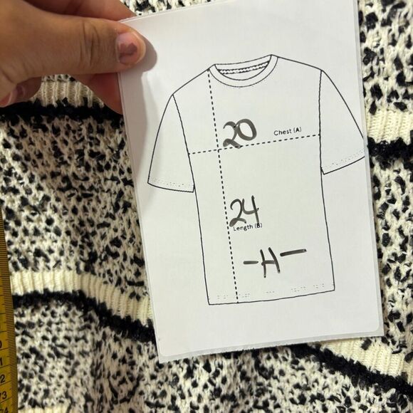 Skies Are Blue Womens Ivory Black Ruffle Frill Detail Ribbed Hem Sweater Size M - Picture 6 of 6